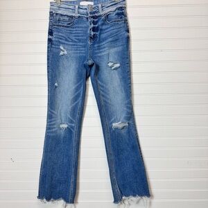 Vervet Blue Women’s  Flare Distressed Jeans High Rise Womens 26 Raw Hem